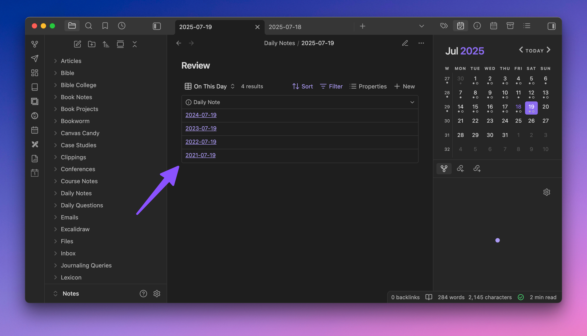 Building an On This Day Feature for Daily Notes with Bases